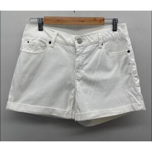 Faded Glory White‎ Denim Mid-Rise Cuffed Shorts Womens 10 Lightweight